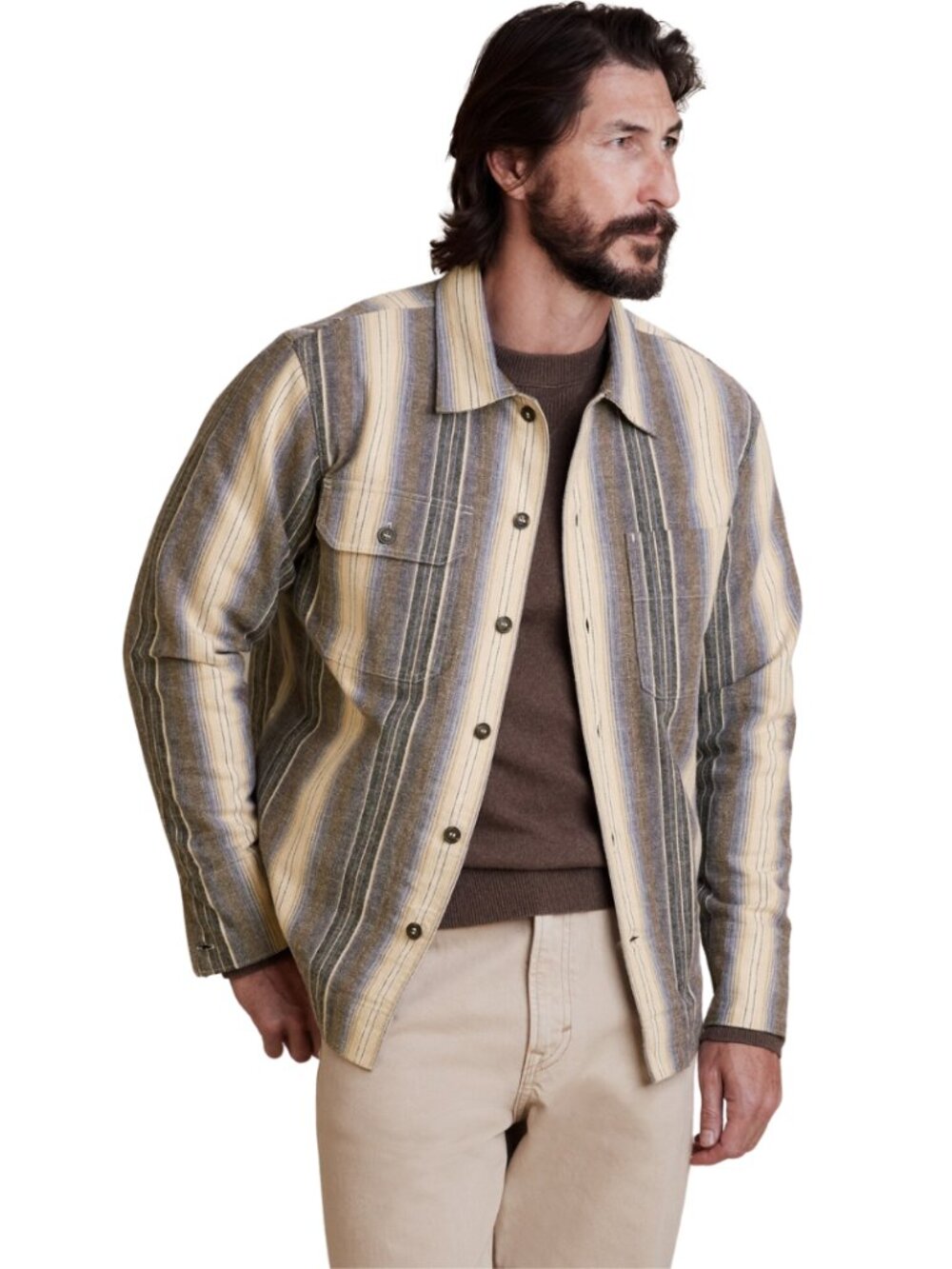 Banana Republic Ramone Blanket Stripe Overshirt Men's Large Heavyweight Preppy